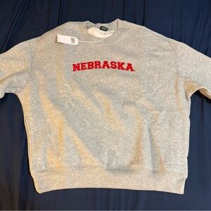 Nebraska Gray Crewneck Sweater NWT
